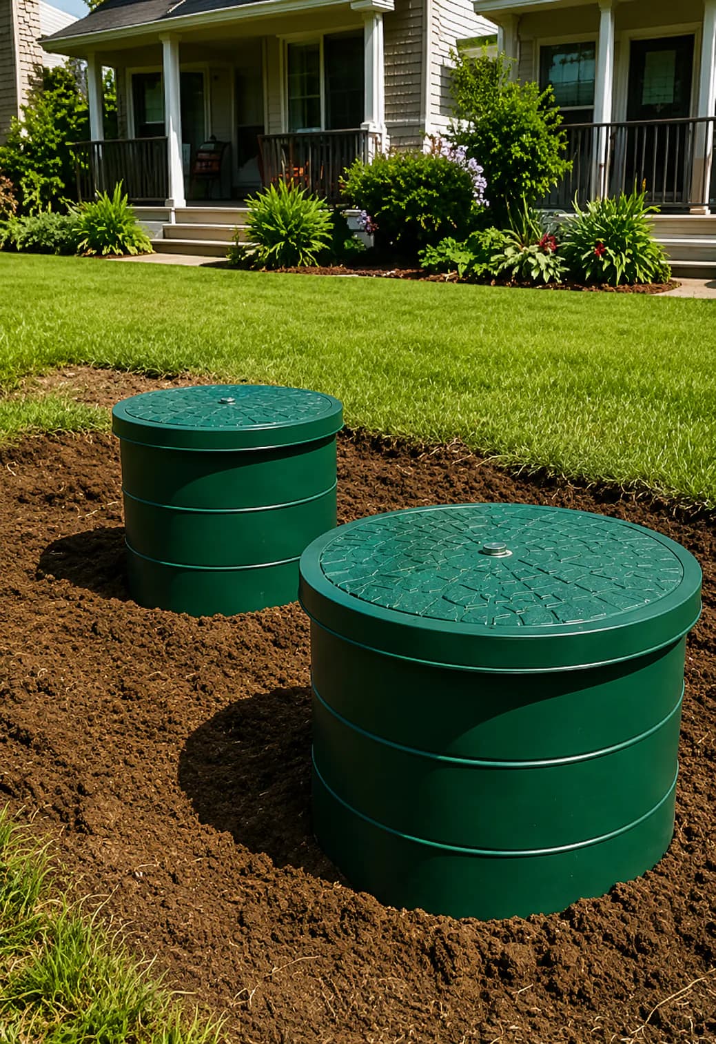 Completed septic tank riser installation