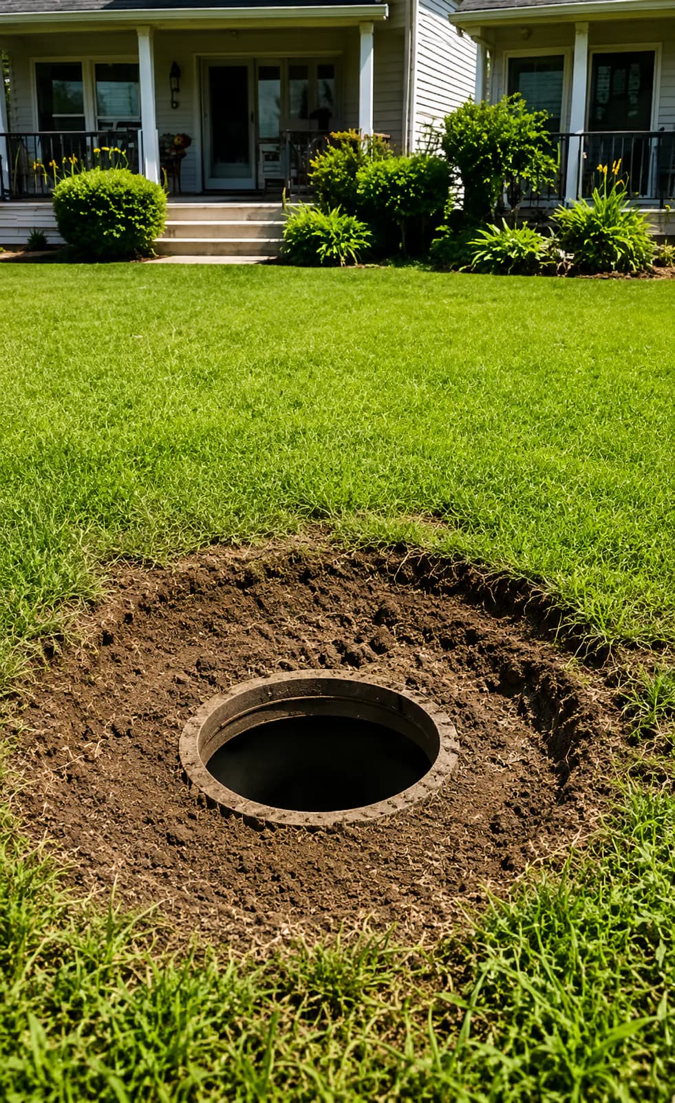 Septic tank access before riser installation