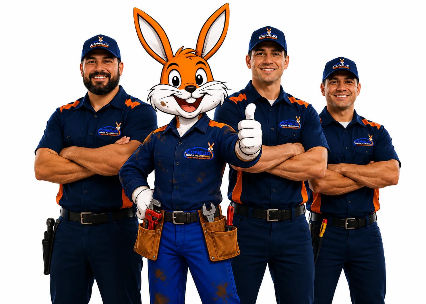 Conejo Bros Plumbing local crew with company mascot