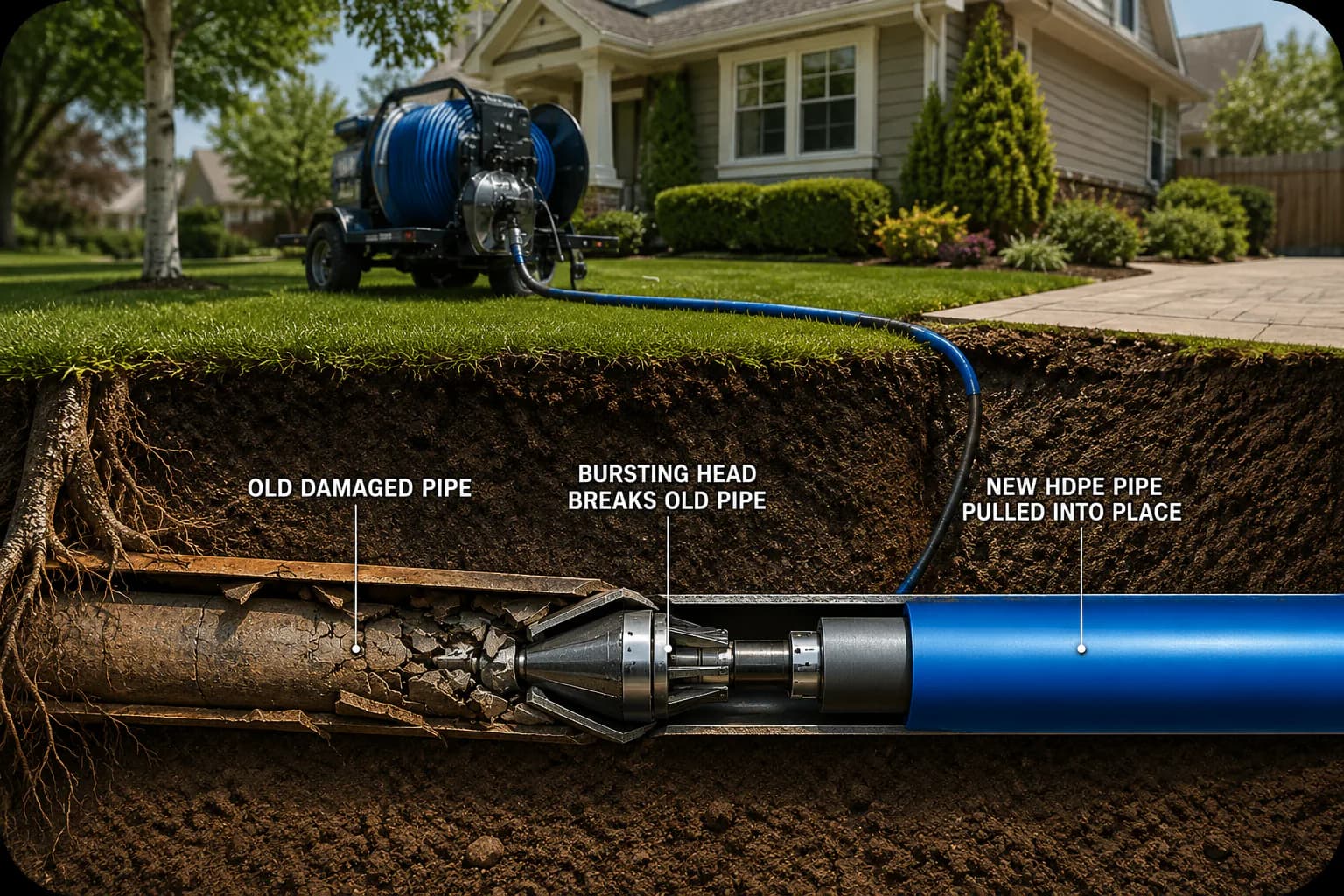 Polyethylene Pipe Bursting by Conejo Bros Plumbing