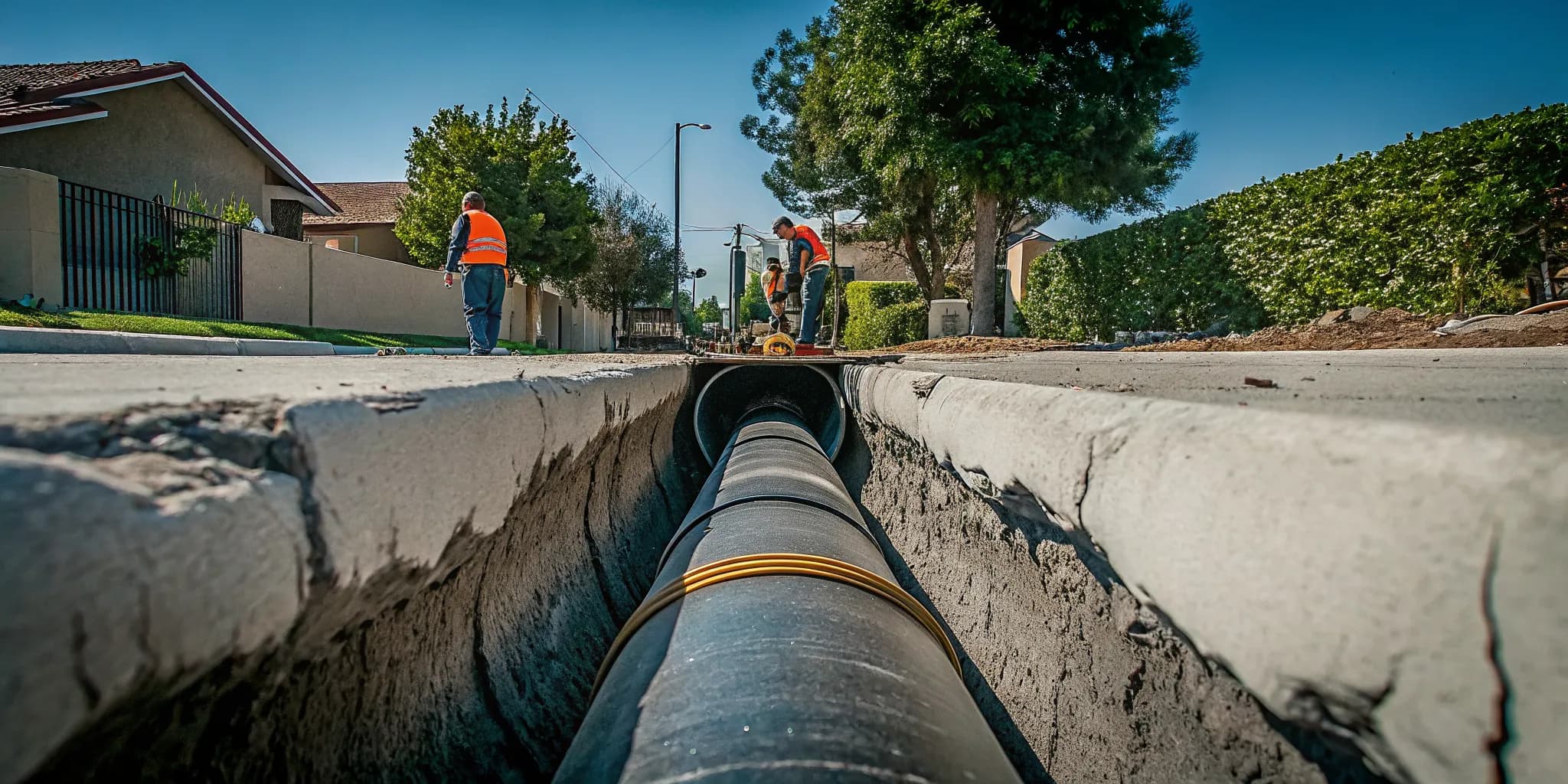 Plumber inspecting sewer line with a video camera during a sewer camera inspection in Ventura County