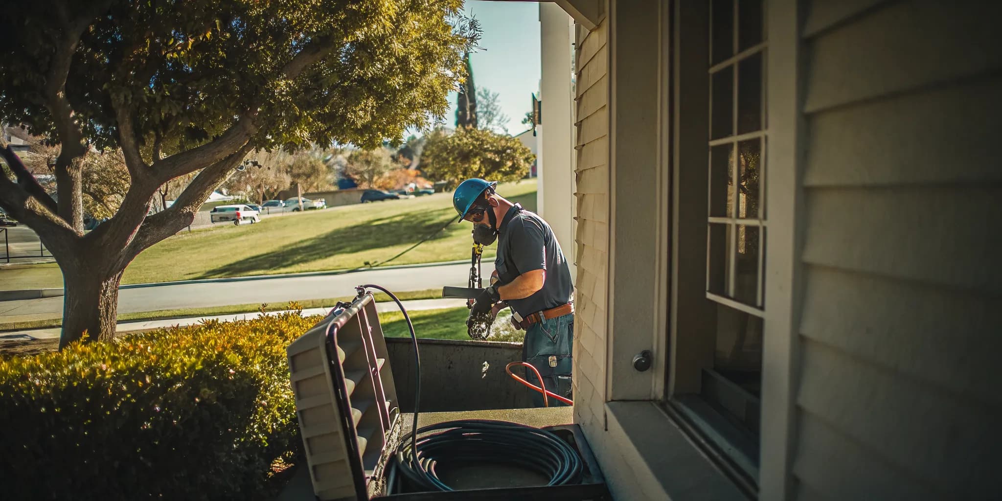 Technician performing a real estate sewer inspection in Conejo Valley with camera equipment