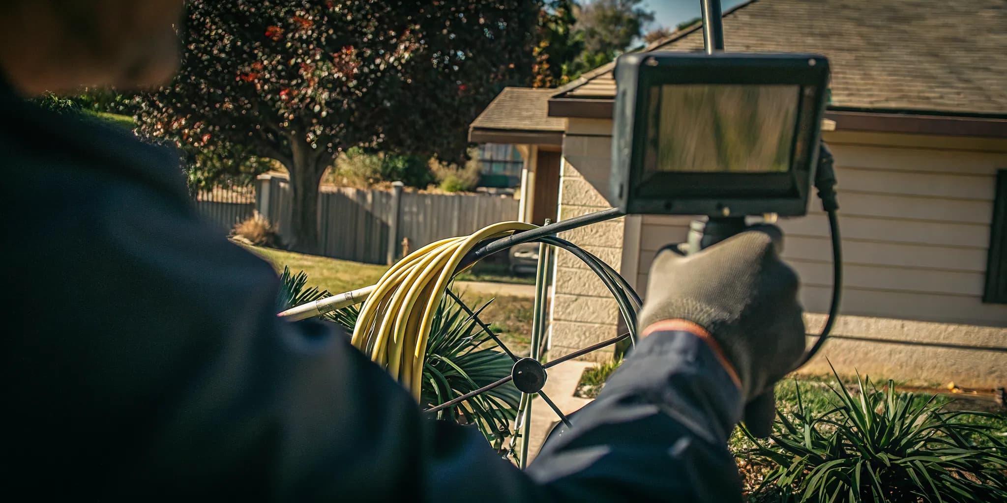 Sewer camera inspection during a Thousand Oaks rooter service