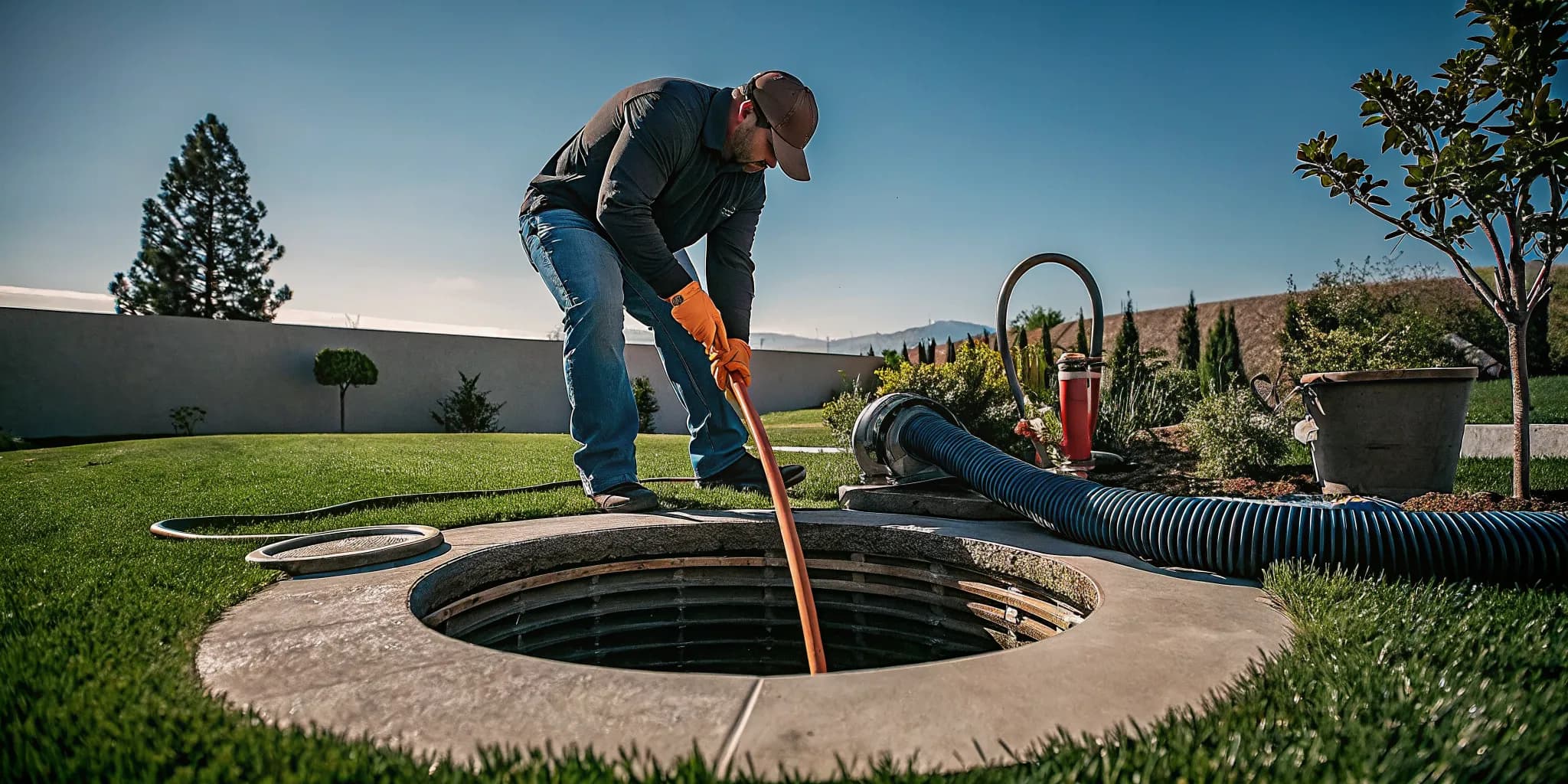 Professional drain rooter equipment clearing a Thousand Oaks sewer line