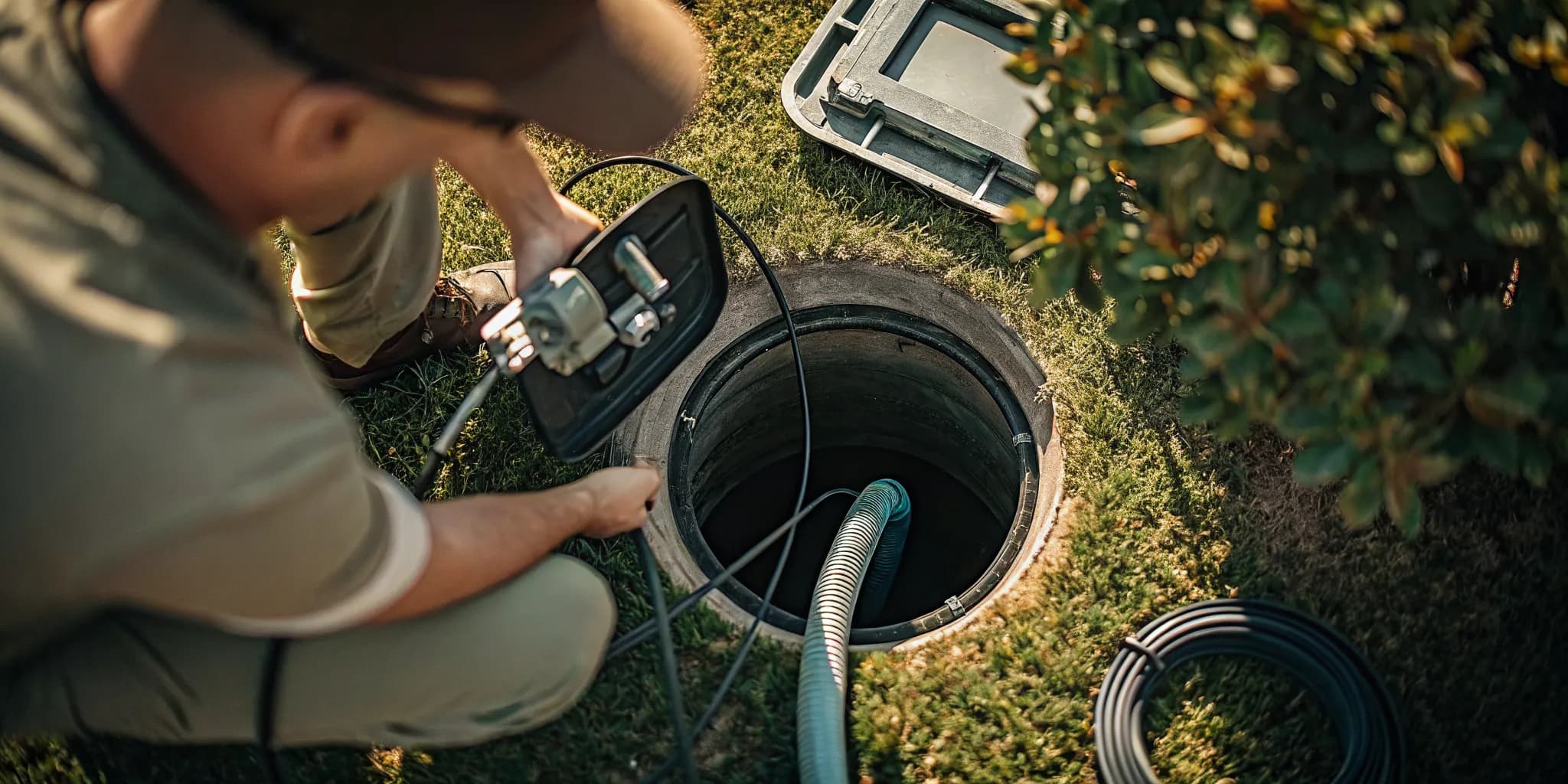 Technician completing a residential septic inspection before a Conejo Valley home purchase
