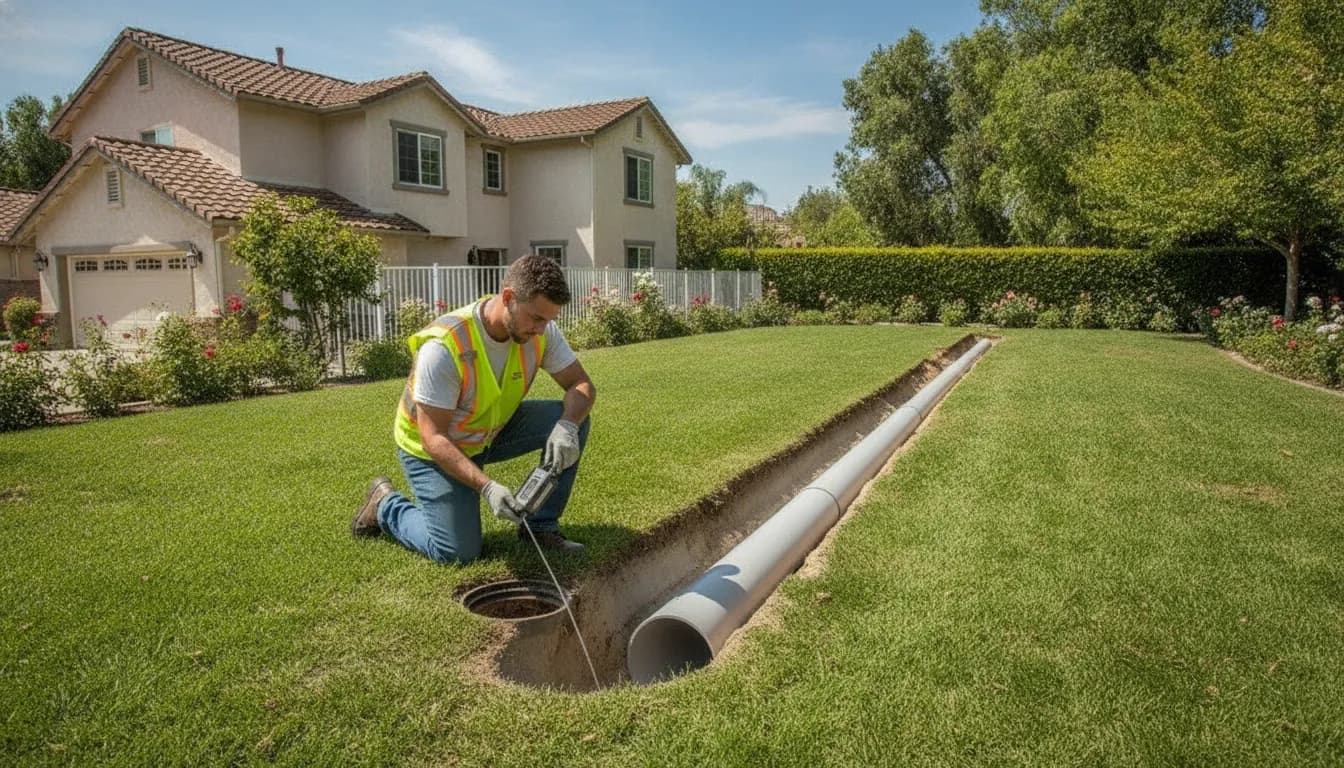 Residential trenchless pipe lining and sewer pipe replacement comparison beneath a California home