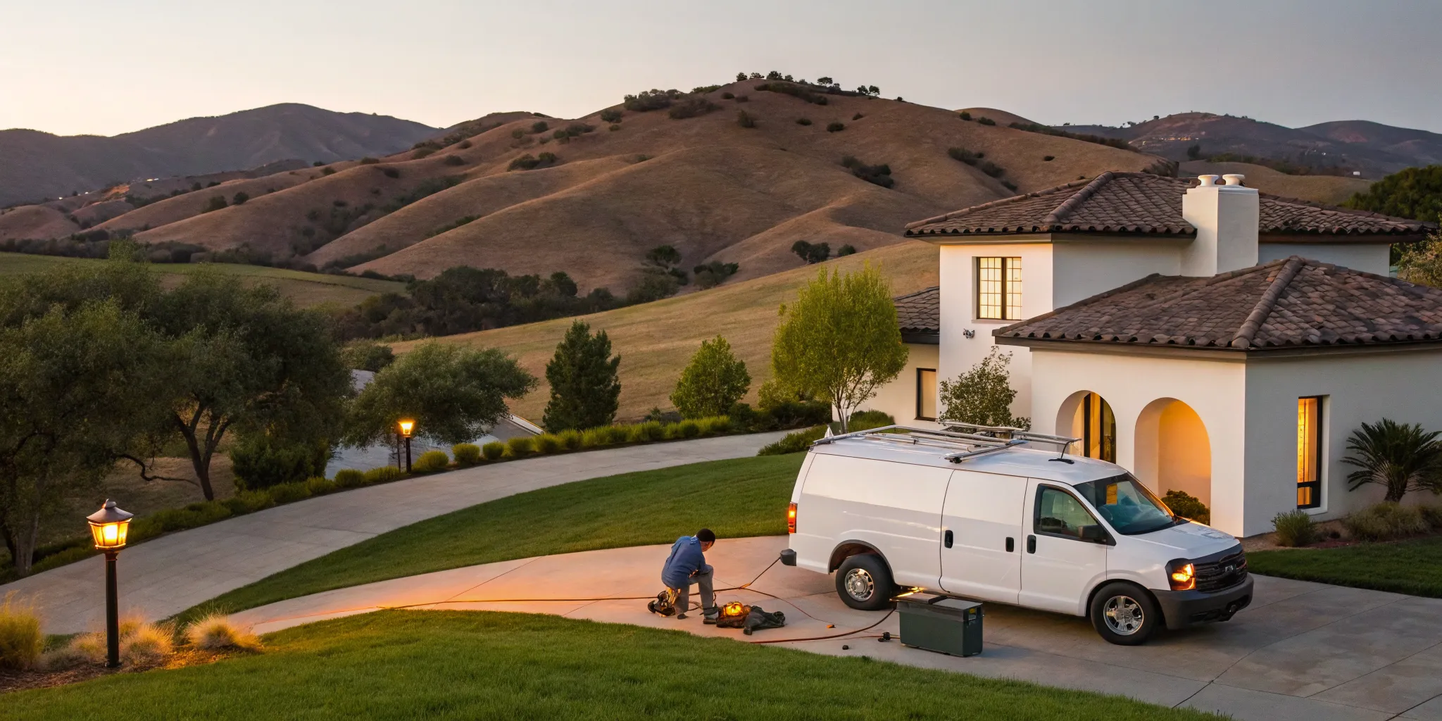 A 24 hour septic tank service van at a Conejo Valley home.