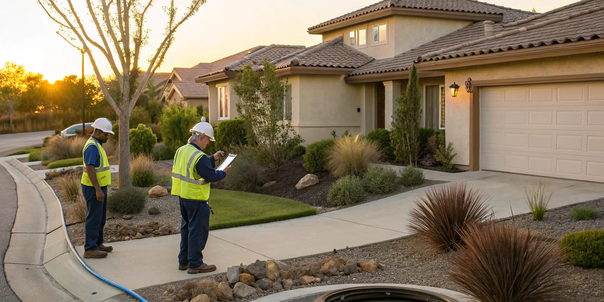 Local trenchless sewer experts inspecting a sewer line in Conejo Valley.