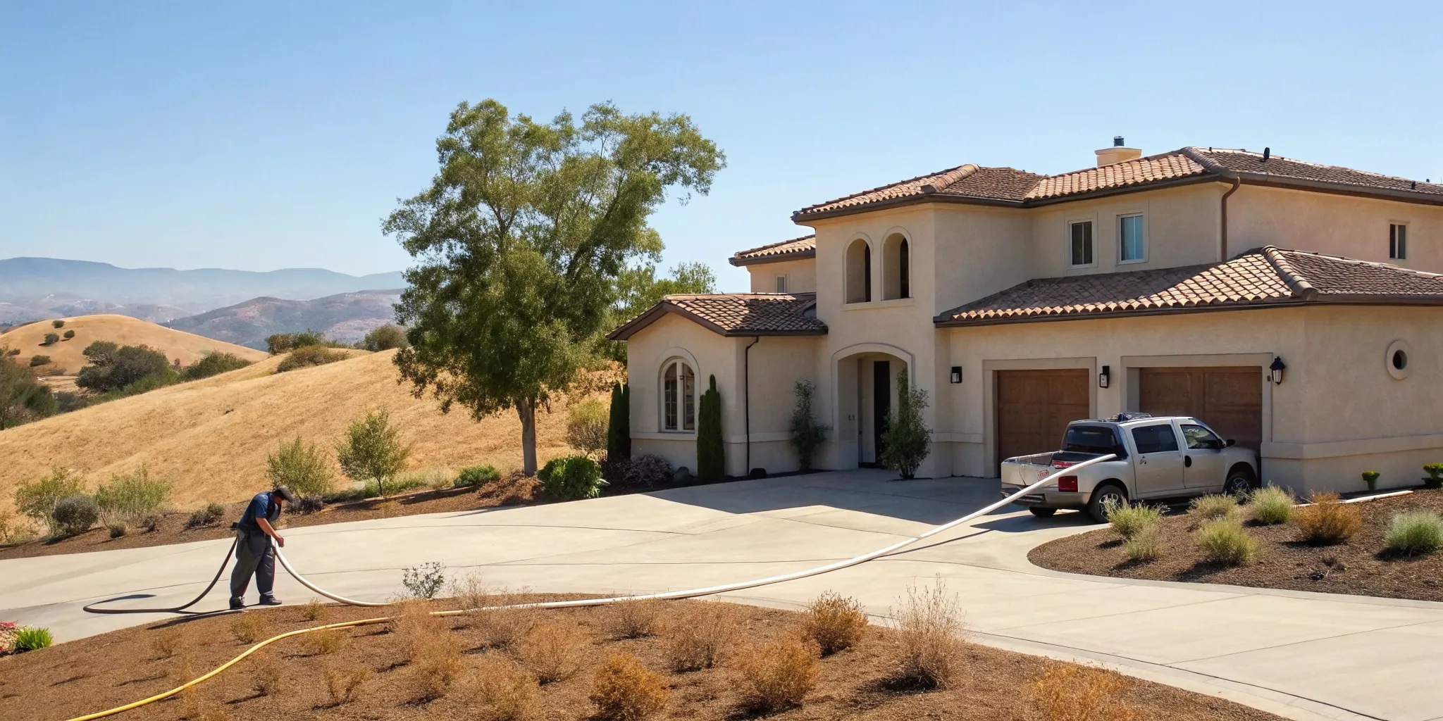 Professional drain cleaning and drainage service for a home in Thousand Oaks.