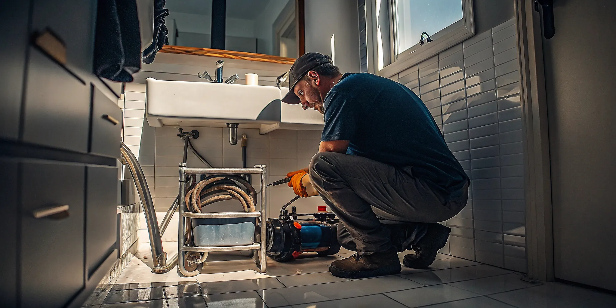 Professional plumber providing drain clearing service in Thousand Oaks