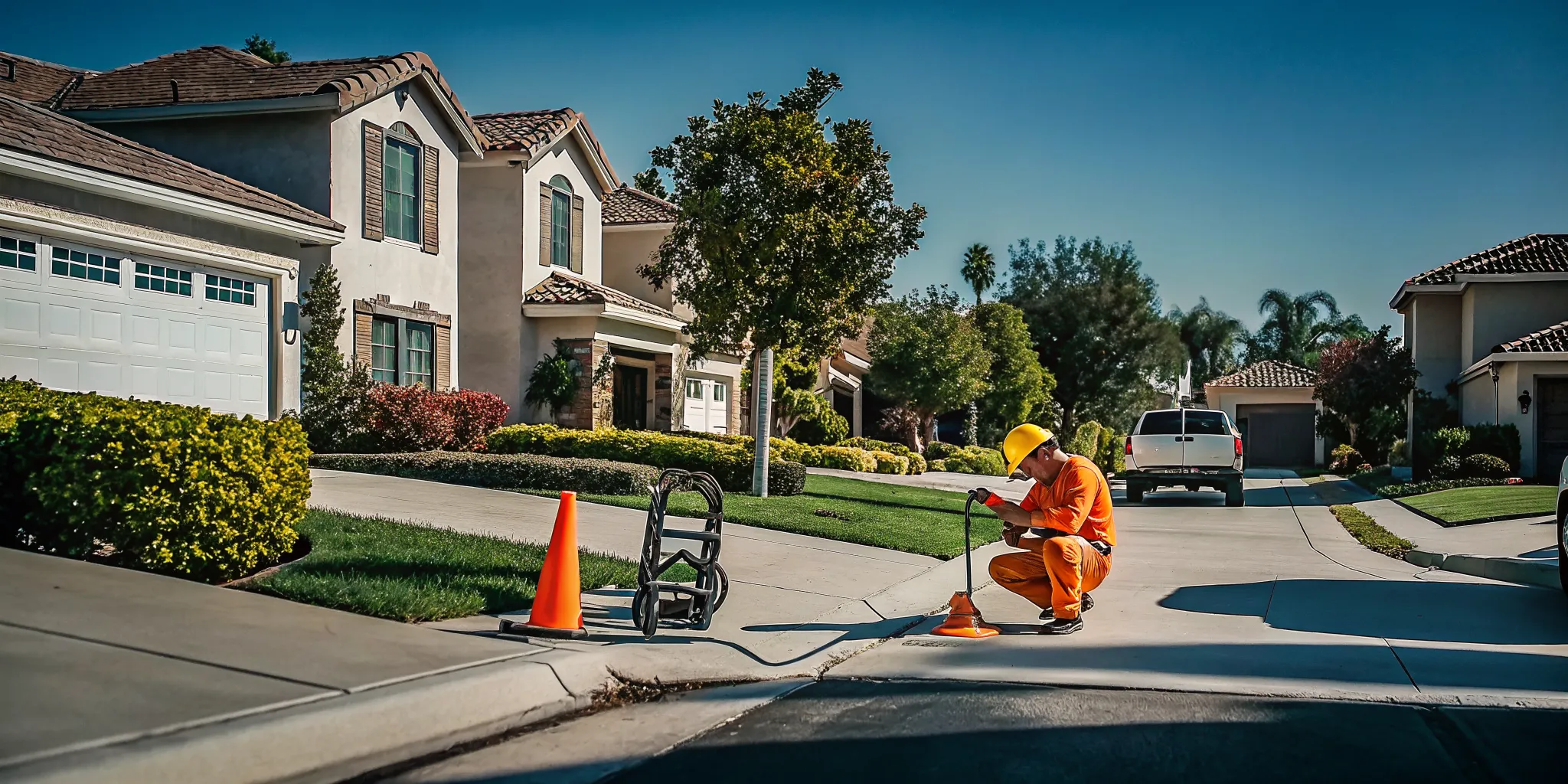 Plumber using a sewer camera for a Conejo Valley real estate inspection